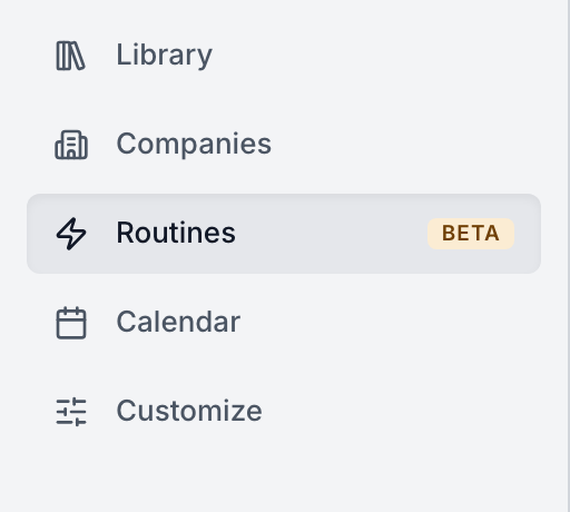 Routines selected in Primer’s left-hand panel, between Companies and Calendar